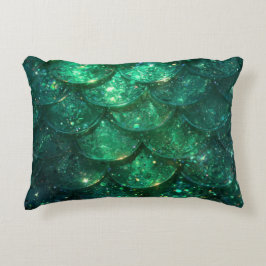 Almofada Decorativa Sereia Verde Brilhante Estampada