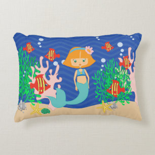 Almofada Decorativa Sereia vermelha do cabelo