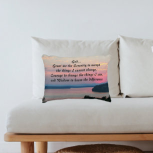 Almofada Decorativa Serenity Prayer Pink Seascape Sunset Photo