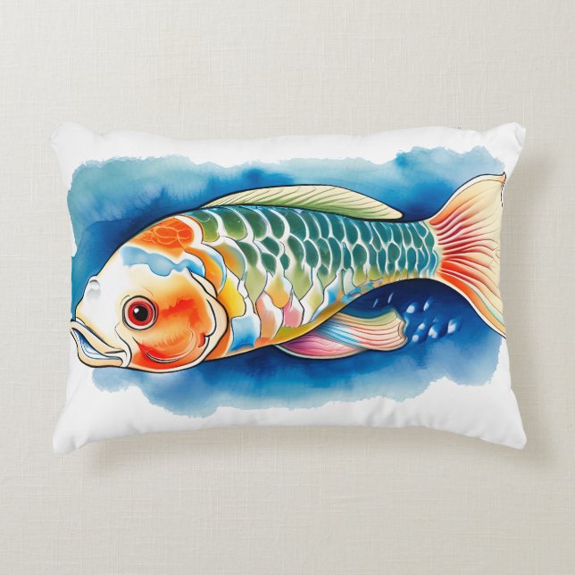 Almofada Decorativa Série Aquarela: Peixe Koi (Frente)