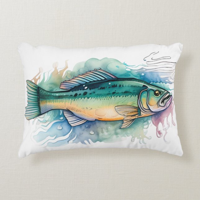 Almofada Decorativa Série Aquarela: Robalo (Frente)