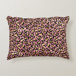 Almofada Decorativa Série de Design Leopardo Rosa e Dourado 15