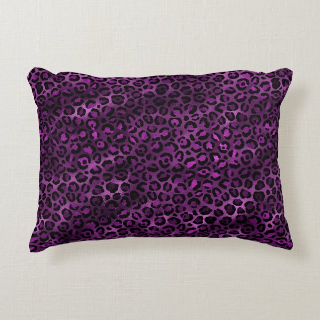 Almofada Decorativa Série de Design Leopardo Roxo e Dourado 3 (Frente)