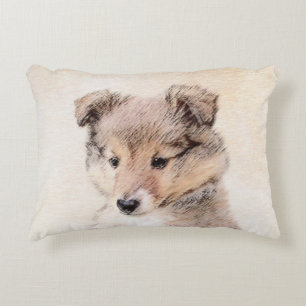 Almofada Decorativa Shetland Sheepdog Puppy Pintura Original