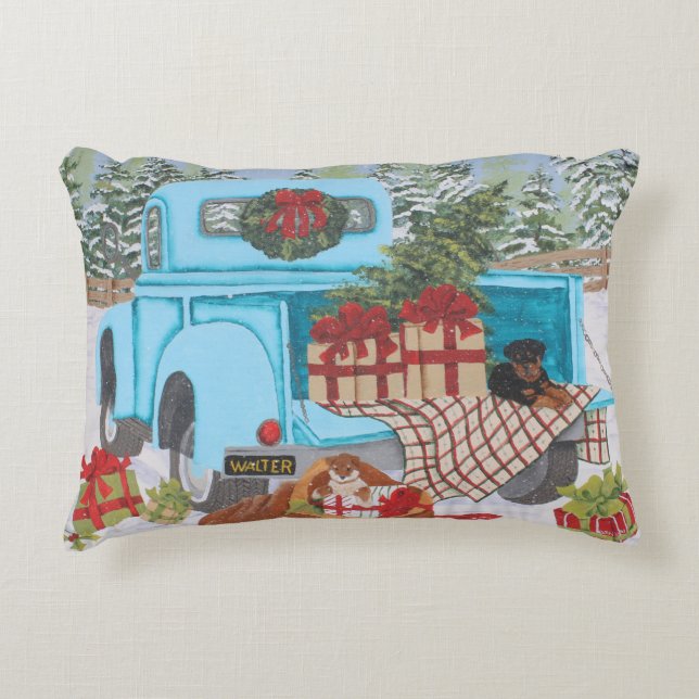 Almofada Decorativa Shiba Inu e Rottweiler Natal (Frente)