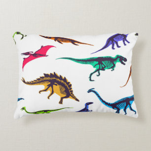 Almofada Decorativa Silhuetas de dinossauro: padrão de esboço vintage.