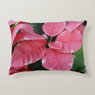 Almofada Decorativa Silver Star Marble Poinsettias Feriado Rosa Floral
