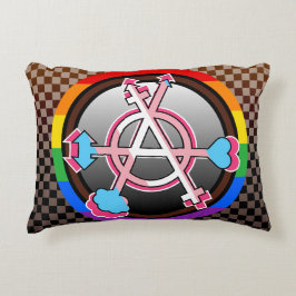 Almofada Decorativa Símbolo da Anarquia de Gênero, Emblema em Xadrez E