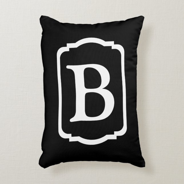 Almofada Decorativa Simple Black and White Framed Monogram (Frente(Vertical))