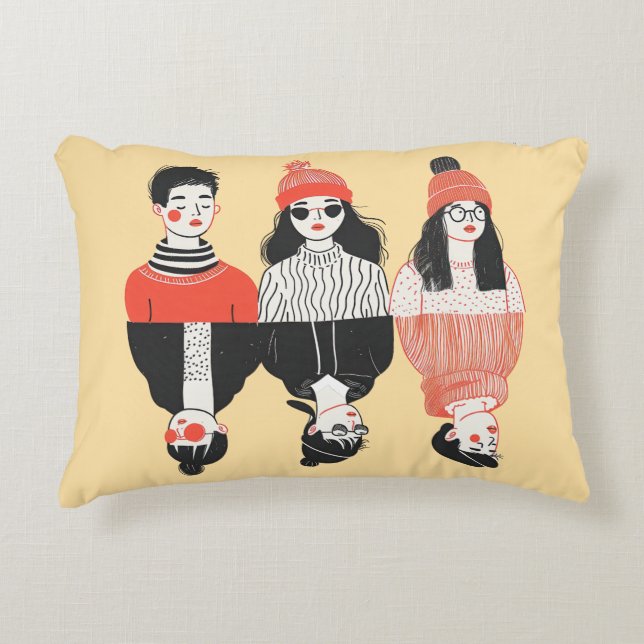 Almofada Decorativa Simples desenho moderno de pessoas legal (Frente)