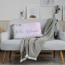 Almofada Decorativa Simples Moderno Roxo Bem-vindo Mês de Setembro