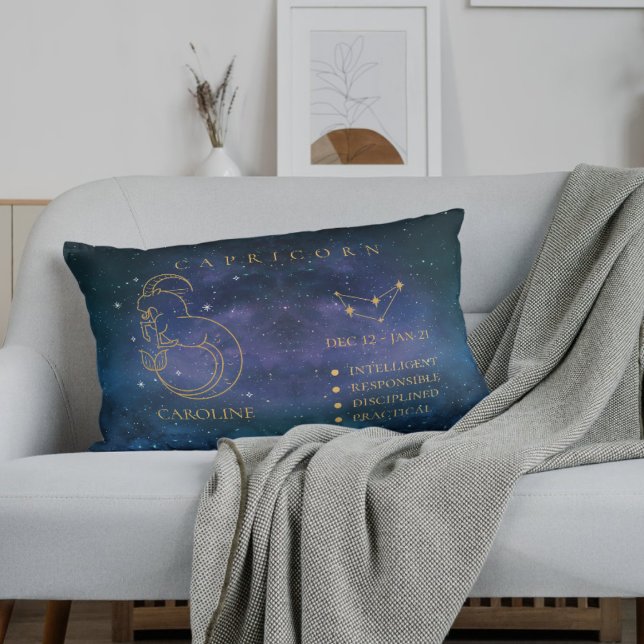 Almofada Decorativa Sinal Astrológico Zodíaco Nome Capricórnio Present (Astrological Zodiac Sign Capricorn Name Gift Accent Pillow)