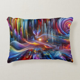 Almofada Decorativa "Sinewaves Of Light" Modern Colorful Futuristic 
