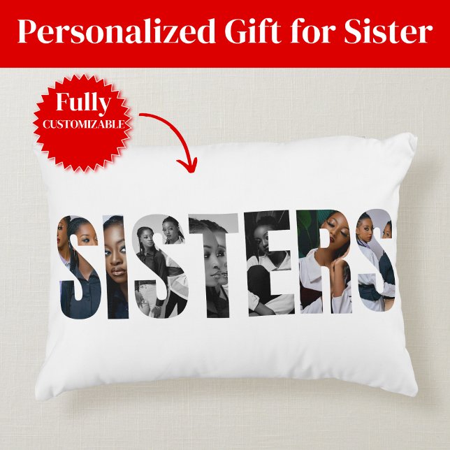 Almofada Decorativa Sisters Photo Collage Accent Pillow (Sisters Photo Collage Accent Pillow)