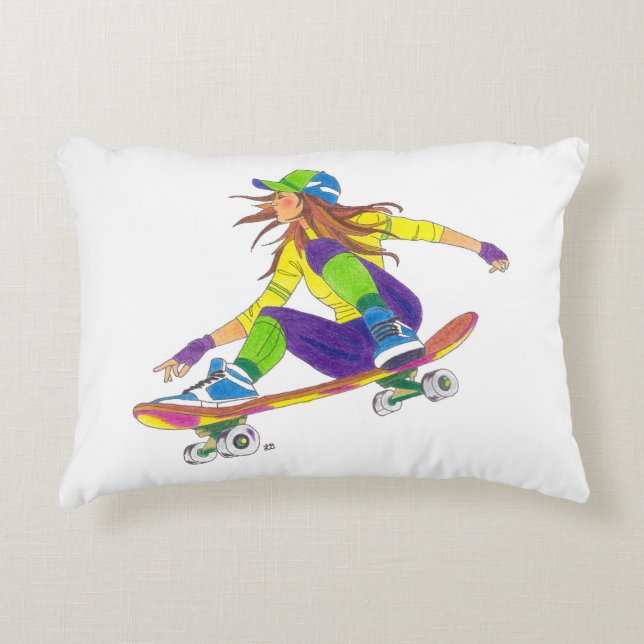 Almofada Decorativa Skateboarder Travesseiro de Destaque (Frente)