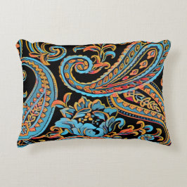 Almofada Decorativa Sky Blue e Autumn Orange Vintage Paisley
