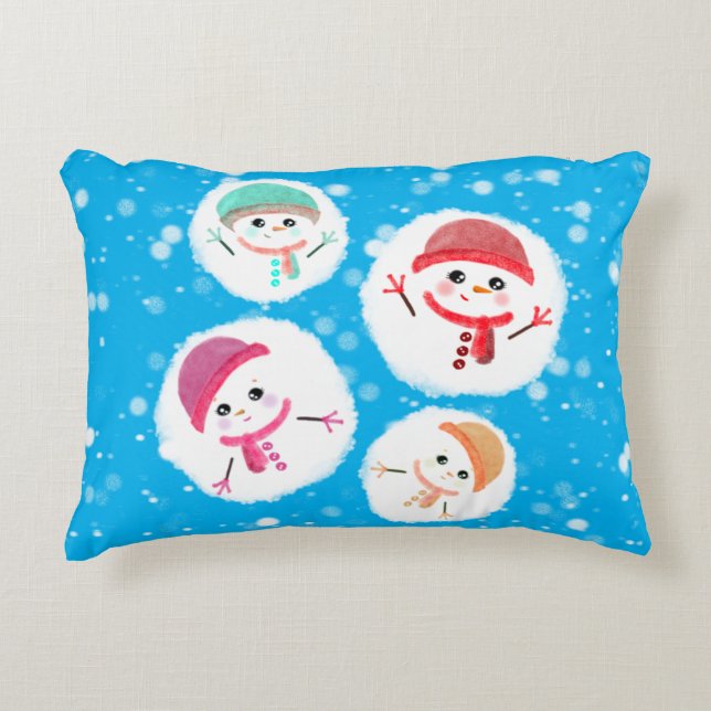 Almofada Decorativa Snowball e Snowman Blue (Frente)