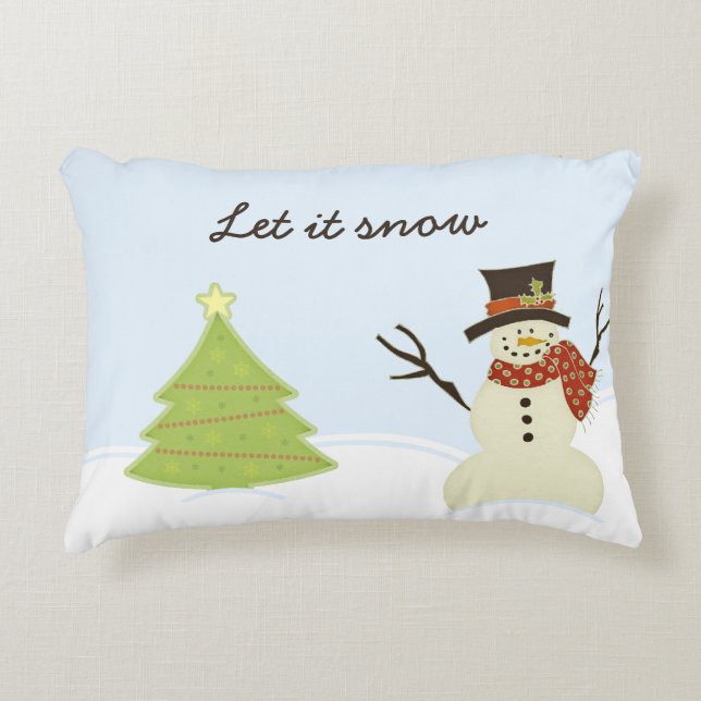 Almofada Decorativa Snowman e Árvore (Frente)