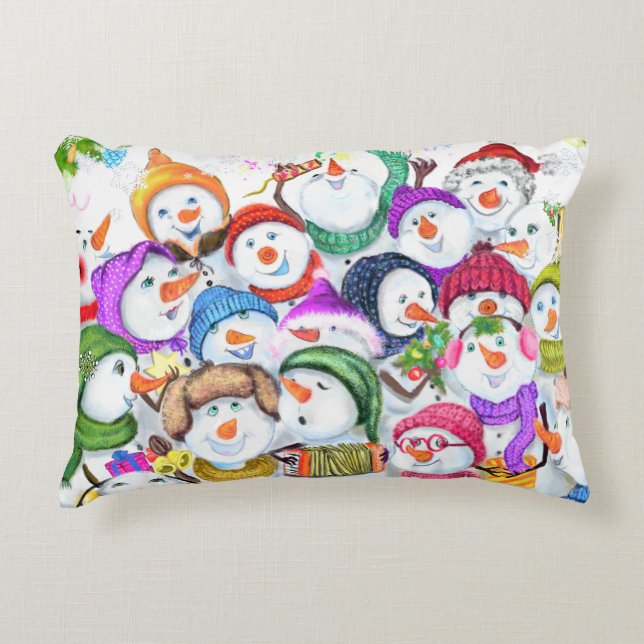 Almofada Decorativa Snowmans - Presente de Travesseiro de Destaque de  (Frente)