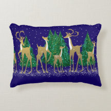 Snowy Winter Deer in Woded Forest | Azul |