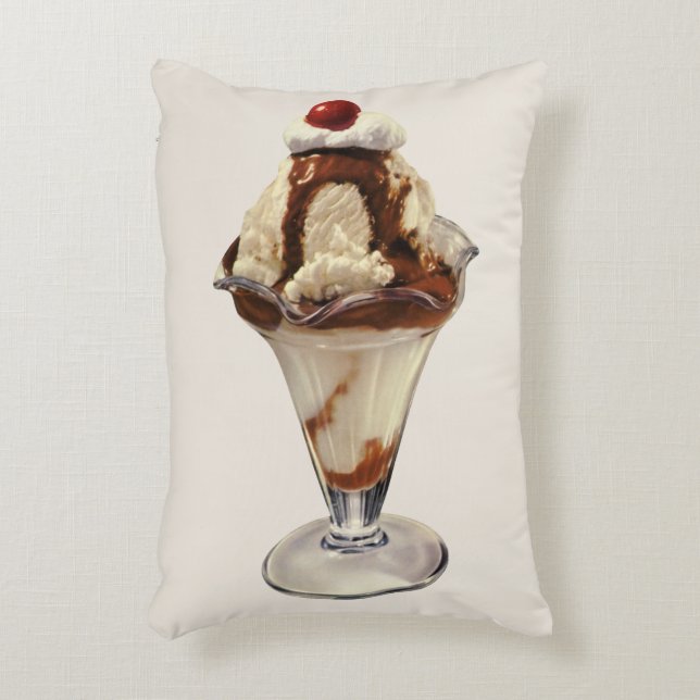Almofada Decorativa Sobremesas de Sundae de Sorvete com Chocolate Quen (Frente(Vertical))
