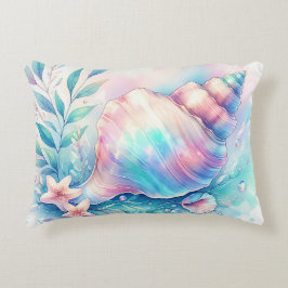 Almofada Decorativa Soft Iridescent Pastel Hues Conch Seashell