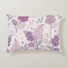 Almofada Decorativa Soft Pink and Purple Lilac Floral Pattern