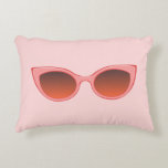 Almofada Decorativa Sol Rosa, Óculos De Sol De Gato, Formas Femininas<br><div class="desc">Travesseiro decorativo de sol,  mostra óculos de sol de gato.</div>