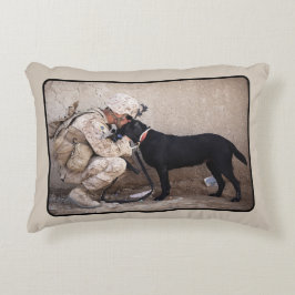 Almofada Decorativa Soldado com Cachorro Militar Ama Você Amigo