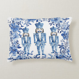 Almofada Decorativa Soldados Florais Brancos Chinoiserie Azul
