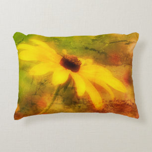 Almofada Decorativa Solteiro Black Eyed Susan Daisy Abstrato Grunge