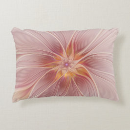 Almofada Decorativa Sonho Floral Rosa Suave Arte Fractal Abstrata Flor