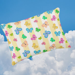 Almofada Decorativa Sonhos de Borboleta Amarelo Faixa Branca