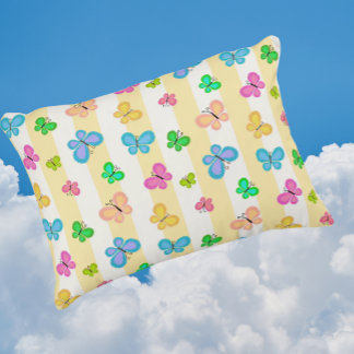 Almofada Decorativa Sonhos de Borboleta Amarelo Faixa Branca