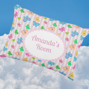 Almofada Decorativa Sonhos de Borboleta Listra Rosa Personalizada