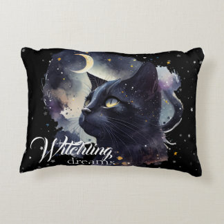 Almofada Decorativa Sonhos Testemunhosos Gato Negro e Estrelas