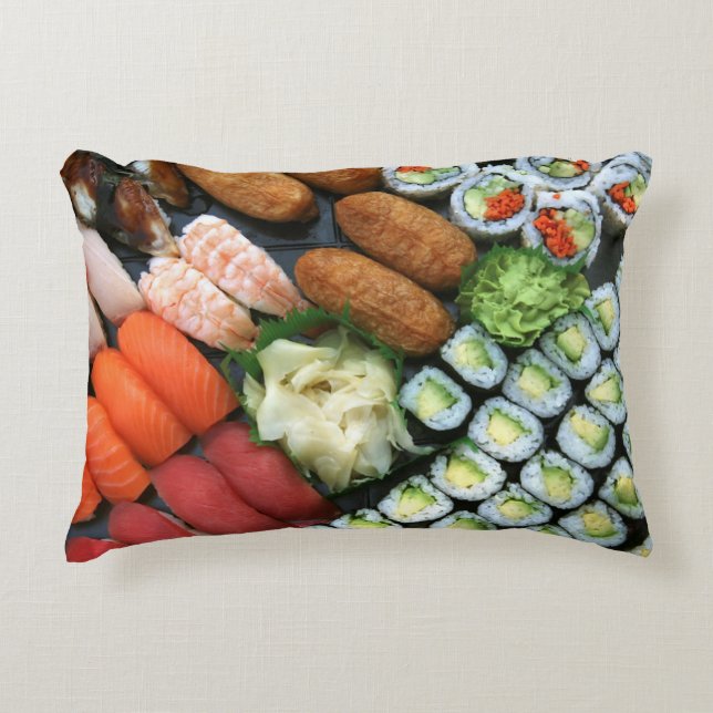 Almofada Decorativa Sortimento de favoritos de sushi japonês (Frente)