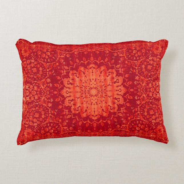 Almofada Decorativa Souk Sunset: Padrão Marraquexe Laranja marroquino (Frente)