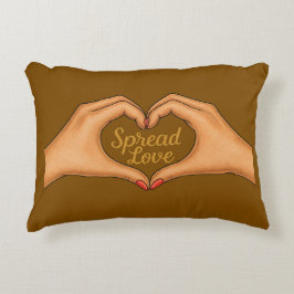 Almofada Decorativa Spread Love Heart Hands Gold Quote –Throw Pillow