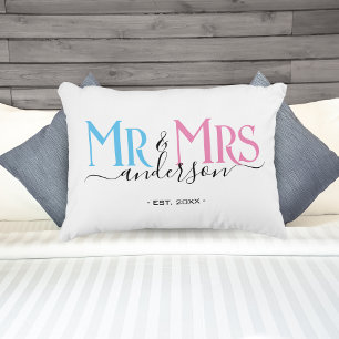 Almofada Decorativa Sr. & Sra. Newlywing Casal Wedding Anniversário Wh
