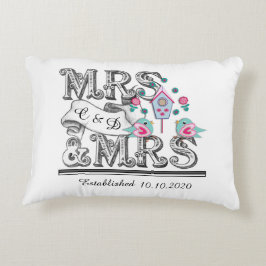 Almofada Decorativa Sra. e Sra. Personalizada Gift de Casamento Lésbic