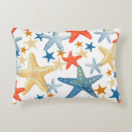 Almofada Decorativa Starfish Seashell Pattern Blue Orange Coaster