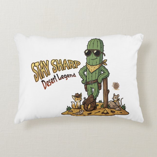 Almofada Decorativa Stay Sharp Desert Legend Cowboy Cactus Illustratio (Frente)