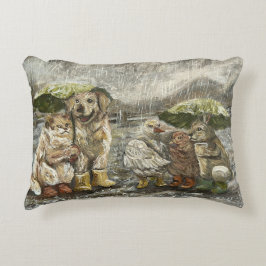 Almofada Decorativa Still Together Whimsical Farmhouse Animals Rainy 