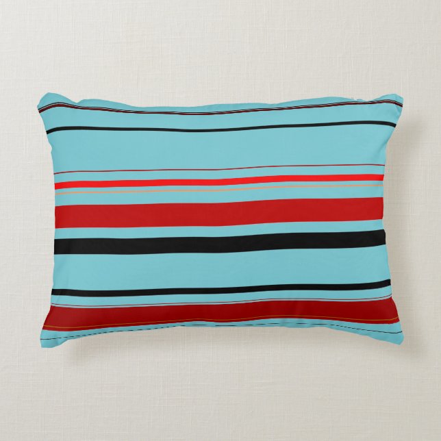 Almofada Decorativa Stripes Vermelhas Azuis Marrons (Frente)
