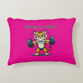 Almofada Decorativa **Strong Tiger – Cute Tiger Lifting Weights Illust