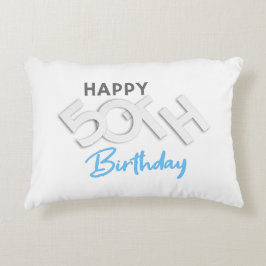 Almofada Decorativa Stylish Happy 50th Birthday Typography
