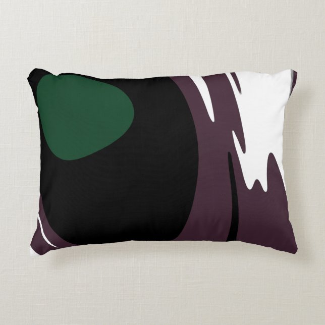 Almofada Decorativa Submersão: Abstrato preto, branco, roxo e verde (Frente)