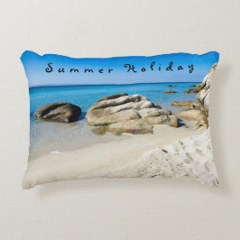Almofada Decorativa Summer Holiday Foto de praia linda com texto