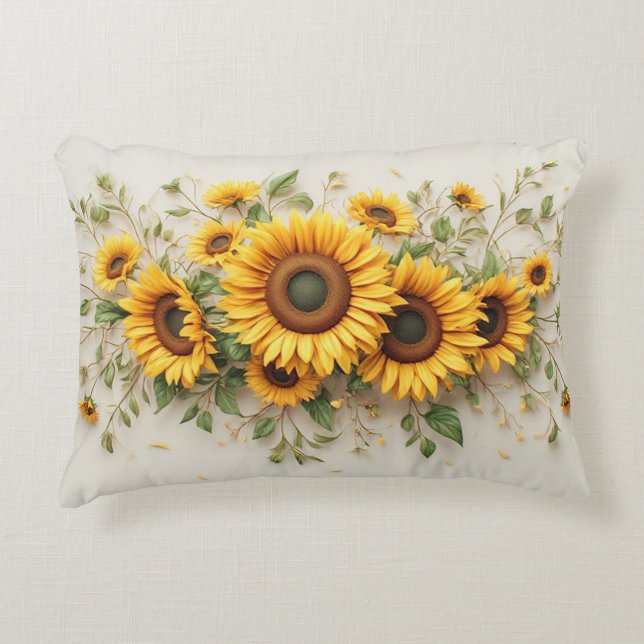 Almofada Decorativa Sunflower Bouquet Botanical Art (Frente)